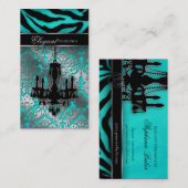 Wedding Chandelier Event Planner Blue Silver Visitekaartje (Voorkant / Achterkant)