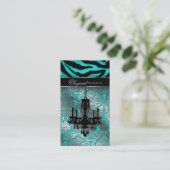 Wedding Chandelier Event Planner Blue Silver Visitekaartje (Staand voorkant)