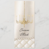 Wedding Chandelier Lighting Ivory Pearls Menu Card (Voorkant)