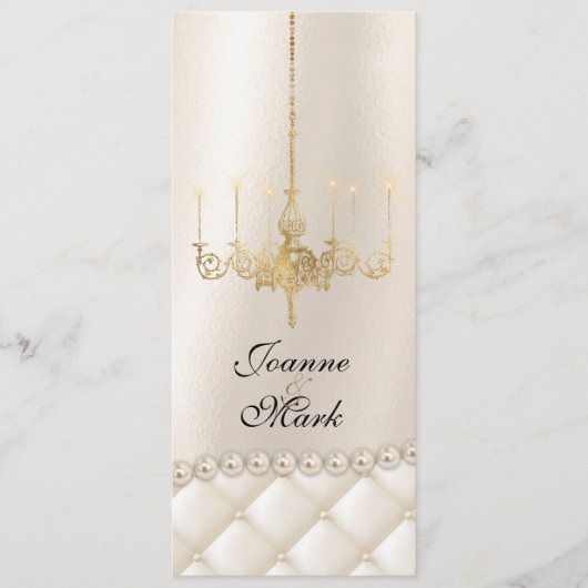 Wedding Chandelier Lighting Ivory Pearls Menu Card (Voorkant)