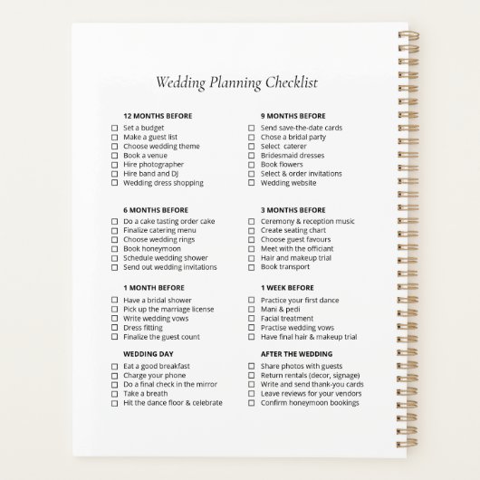 Wedding Checklist Planner, Floral Elegant Wedding Planner (Achterkant)