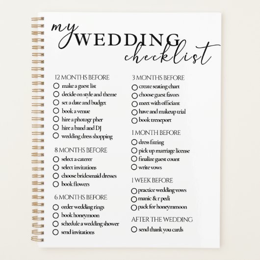 Wedding Checklist Planner Modern Elegant (Voorkant)