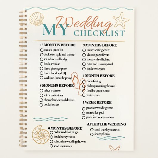 Wedding Checklist Planner Modern Elegant STRAND (Voorkant)