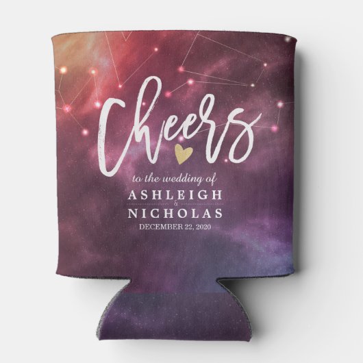 Wedding Cheers to Love Space Galaxy Constellations Blikjeskoeler (Achterkant)