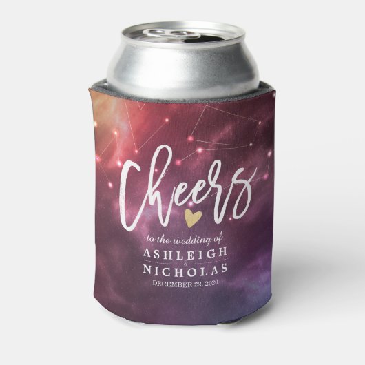 Wedding Cheers to Love Space Galaxy Constellations Blikjeskoeler (Blikje Achterkant)