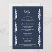 Wedding Chic Photo Navy & White Trendy Flowers Kaart (Voorkant)