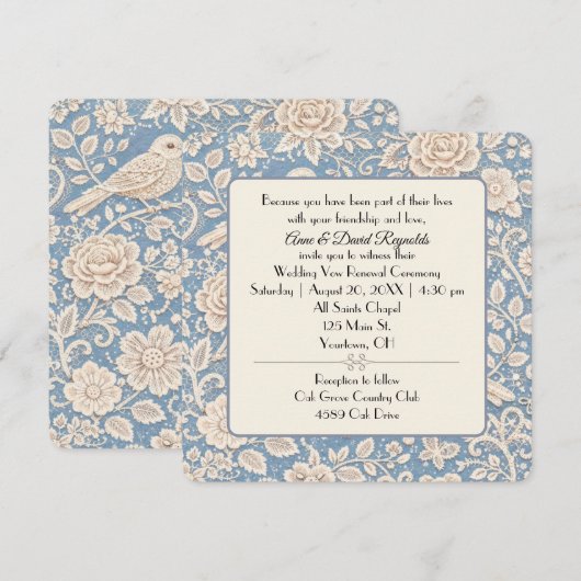 Wedding Chinoiserie Bird and Flower Pattern Kaart (Voorkant / Achterkant)