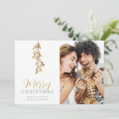 Wedding Christmas Exquisite Holly Branches Photo Save The Date (Staand voorkant)