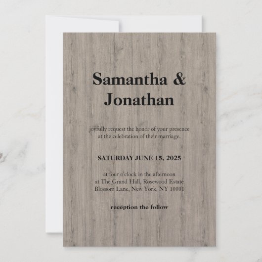 Wedding Classic Rustic Wood Plank Style Kaart (Voorkant)