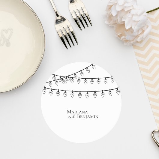 Wedding Coaster with String Lights Ronde Kartonnen Onderzetter