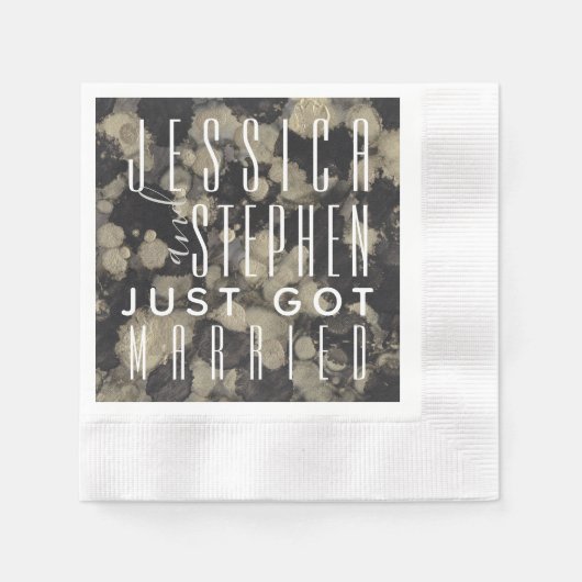 Wedding Cocktail Napkin-shhades van goud en zwart Servet (Voorkant)