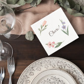 Wedding Cocktail Napkin with Botanical Design Servet