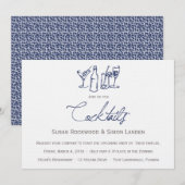 Wedding Cocktail-uitnodigingen  | Blauw Kaart (Voorkant / Achterkant)