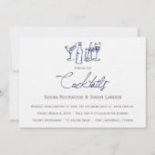Wedding Cocktail-uitnodigingen  | Blauw Kaart (Voorkant)