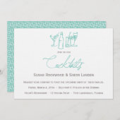 Wedding Cocktail-uitnodigingen  | Blauw Kaart (Voorkant / Achterkant)