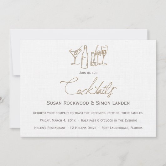 Wedding Cocktail-uitnodigingen | Bruin Kaart (Voorkant)