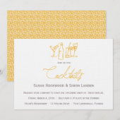 Wedding Cocktail-uitnodigingen  | Geel Kaart (Voorkant / Achterkant)