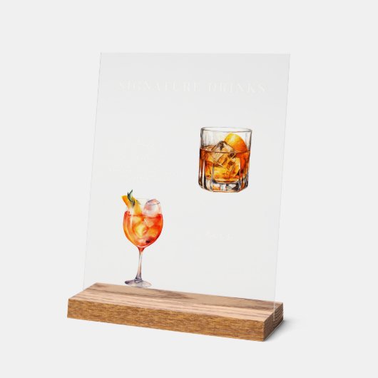 Wedding Cocktails Signature Drinken Acryl Bord (Hoek)