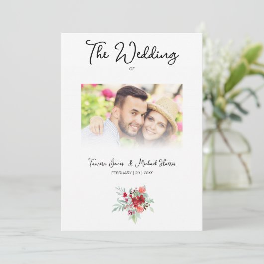 Wedding Colorful Red Shades Flowers Bouquet Kaart (Staand voorkant)