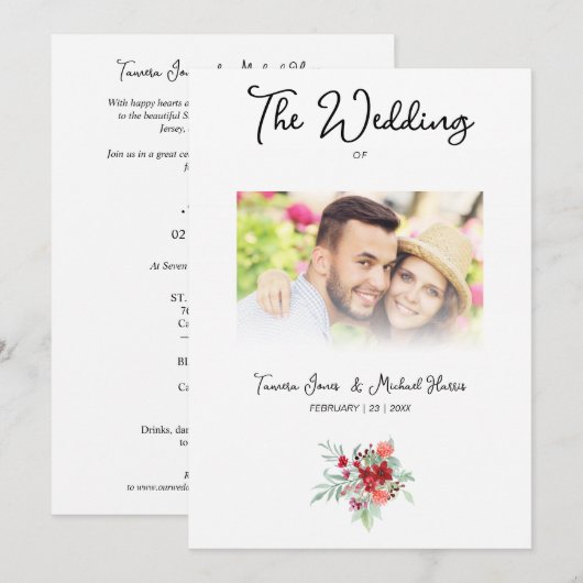 Wedding Colorful Red Shades Flowers Bouquet Kaart (Voorkant / Achterkant)