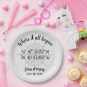 Wedding Compass GPS coördinaten Papieren Bordje (Feest)