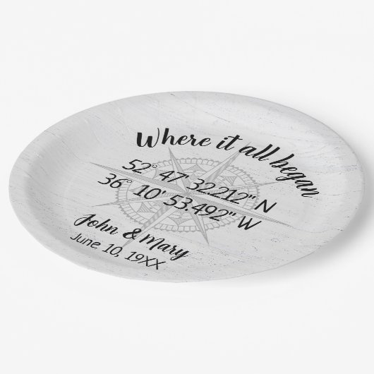 Wedding Compass GPS coördinaten Papieren Bordje (Gekanteld)