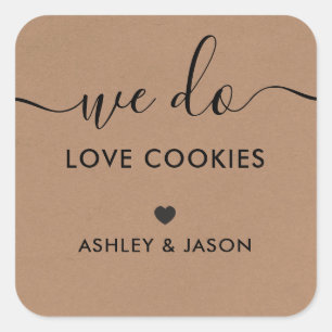 Wedding Cookie Favor Tag, we houden van koekjes Vierkante Sticker