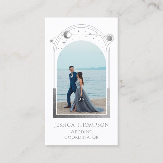 Wedding Coordinator Foto White Silver Celestial Visitekaartje (Voorkant)