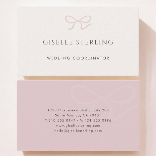 Wedding Coordinator Pink Bow Visitekaartje