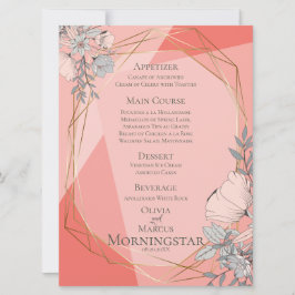 Wedding Coral Floral Geometrisch Goud Lijst Kaart