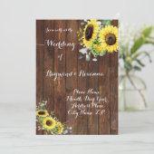 Wedding Country Greenery Sunflower Kaart (Staand voorkant)