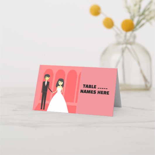 WEDDING COUPLE Folded Place Card, Fold Style: Plaatskaartje (Voorkant)