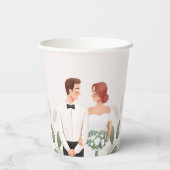 Wedding Couple Illustration Paper Cup Papieren Bekers (Achterkant)