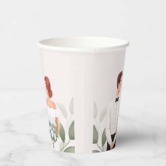 Wedding Couple Illustration Paper Cup Papieren Bekers