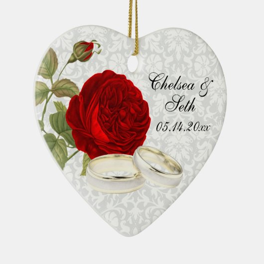 Wedding Couple Keepomwille | Rode rozen Keramisch Ornament (Rechts)