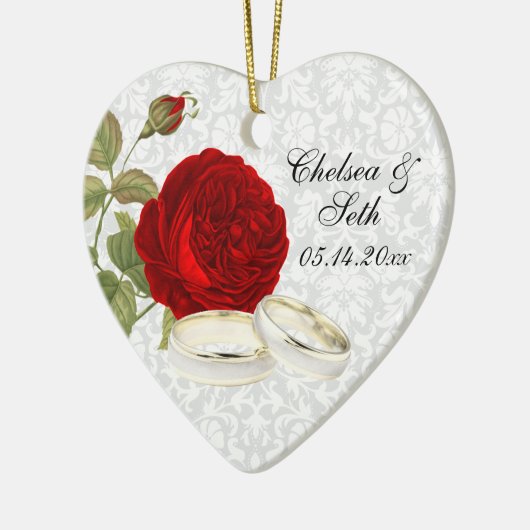 Wedding Couple Keepomwille | Rode rozen Keramisch Ornament (Links)
