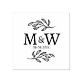 Wedding Couple Monogram Date Elegant Botanical Rubberstempel (Afrduk)