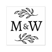 Wedding Couple Monogram Elegant Botanical Zelfinktende Stempel (Design)