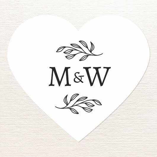 Wedding Couple Monogram Initial Botanical Heart Hart Sticker