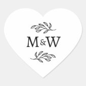Wedding Couple Monogram Initial Botanical Heart Hart Sticker (Voorkant)