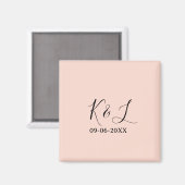Wedding couple name letter date red pastel backgro magneet (Voorkant / Achterkant)