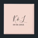 Wedding couple name letter date red pastel backgro magneet<br><div class="desc">Design</div>