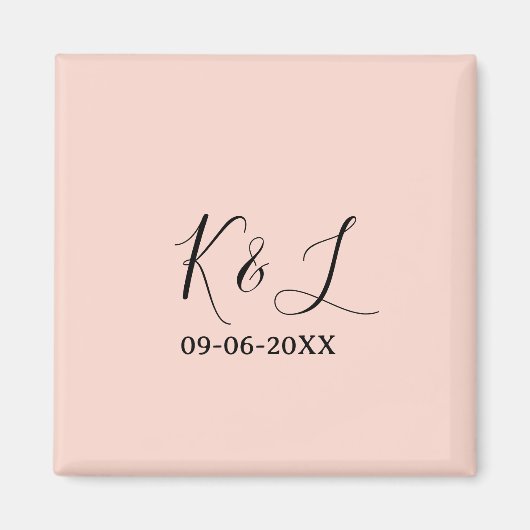 Wedding couple name letter date red pastel backgro magneet (Voorkant)