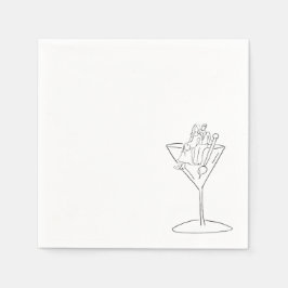 Wedding Couple on a Martini Cocktail Napkin Servet