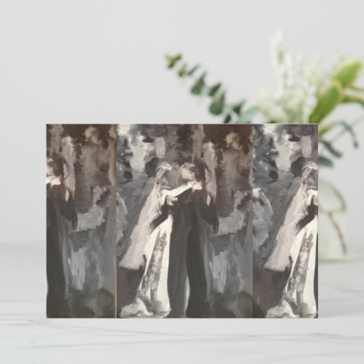 Wedding Couple Painting Invitation Kaart (Staand voorkant)