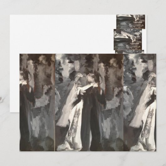 Wedding Couple Painting Invitation Kaart (Voorkant / Achterkant)