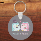 Wedding Couple Penguin Groom en Bride Sleutelhanger (Voorkant)