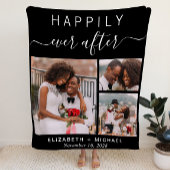 Wedding Couple Photo Collage Black Fleece Deken