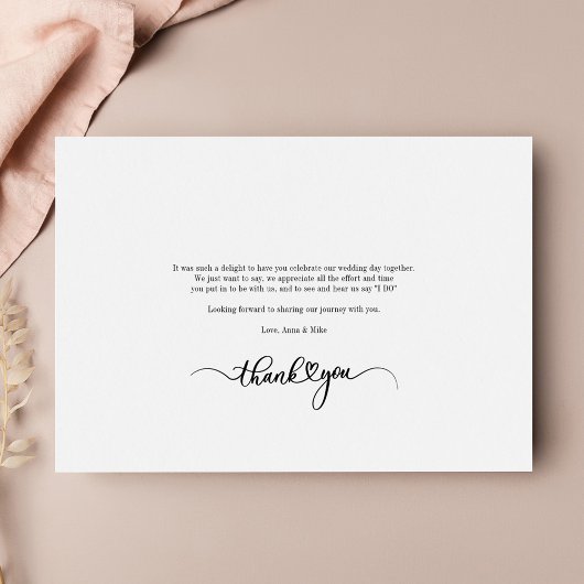 Wedding Couple Photo Hand-Lettered Script Bedankkaart
