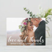 Wedding Couple Photo Love and Bedankt Kaart Kraft (Staand voorkant)